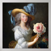 Marie Antoinette met roze anemoon bloem Poster (Voorkant)