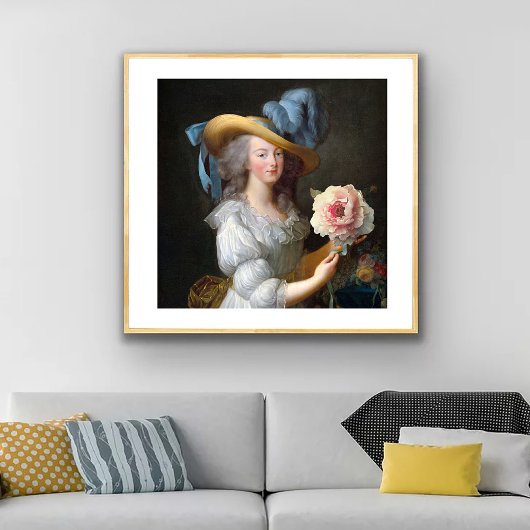 Marie Antoinette met roze anemoon bloem Poster