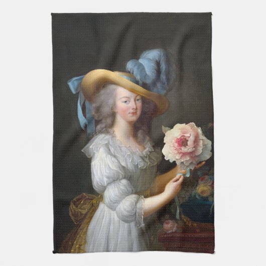 Marie Antoinette met roze anemoon bloem Theedoek (Verticaal)