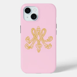 Marie Antoinette Monogram Roze iPhone 15 Case