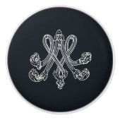 Marie Antoinette Monogramm Monogram initials navy Keramische Knop (Voorkant)