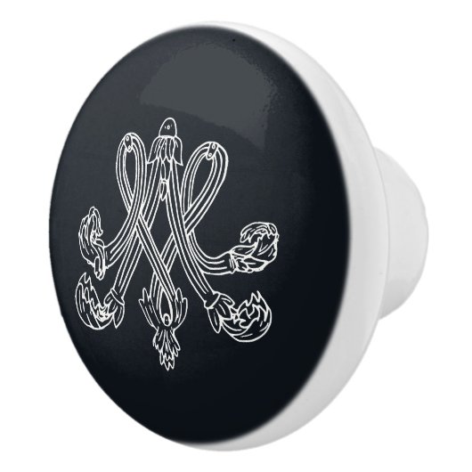 Marie Antoinette Monogramm Monogram initials navy Keramische Knop (Rechts)