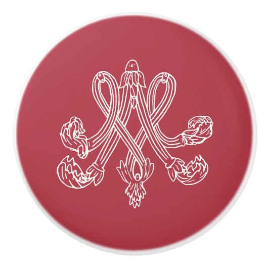 Marie Antoinette Monogramm Monogram initials pink Keramische Knop (Voorkant)