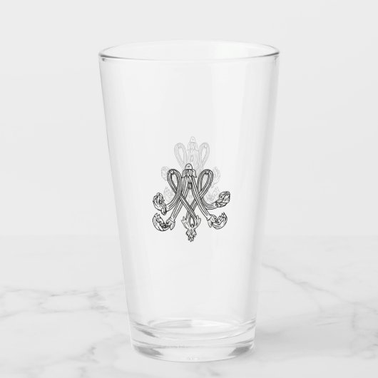 Marie Antoinette Monogramm Royal Monogram initial Glas (Achterkant)