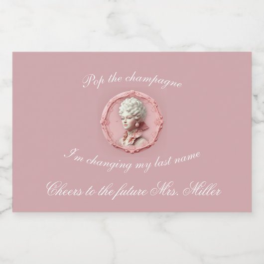 Marie Antoinette Mousserende Wijn Label Roze Sparkling Wijnetiket (Enkel label)