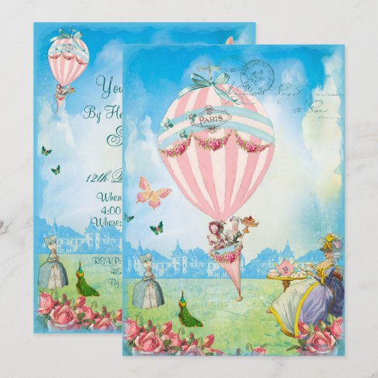 Marie Antoinette nodigt de Tea uit in Versailles Kaart (Voorkant / Achterkant)