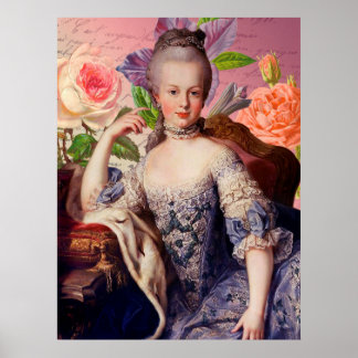 Marie Antoinette on Flowers Poster