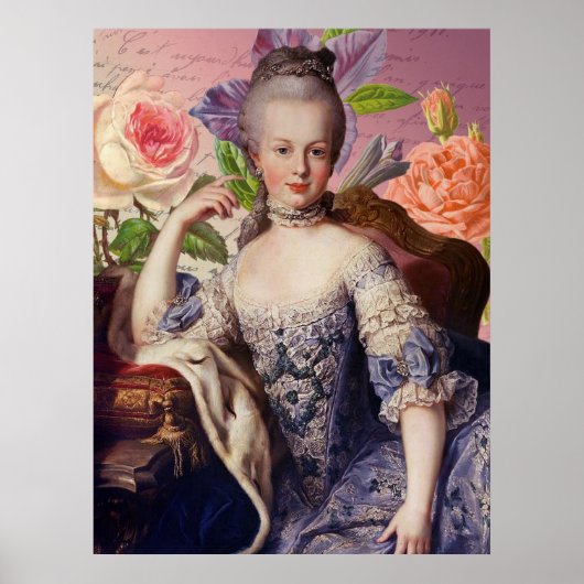 Marie Antoinette on Flowers Poster (Voorkant)
