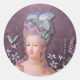 Marie Antoinette Paarse Floral Ronde Sticker