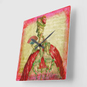 Marie Antoinette Parchment Rrunge Collage Art Vierkante Klok (Hoek)