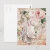 Marie Antoinette, Parijs, armoedig, roze, roos, Br Briefkaart (Voorkant / Achterkant)