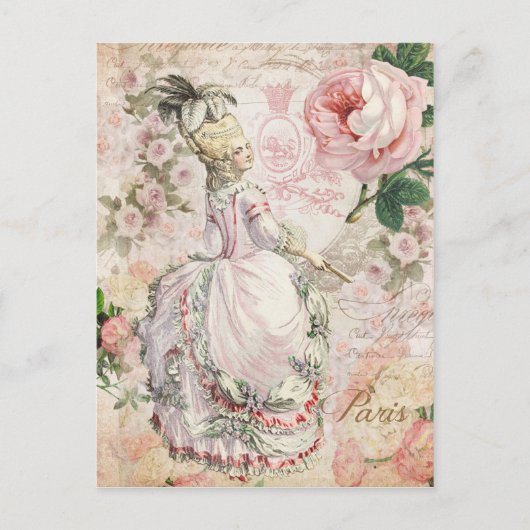 Marie Antoinette, Parijs, armoedig, roze, roos, Br Briefkaart (Voorkant)