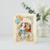 Marie Antoinette, Parijs, blauw, roze rozen rococo Briefkaart (Staand voorkant)