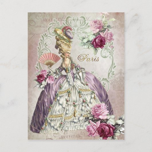 Marie Antoinette, Parijs, paarse rozen, Briefkaart (Voorkant)