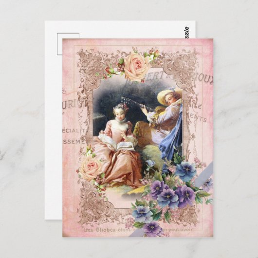 Marie Antoinette, Paris, Rococo, liefhebbers, roos Briefkaart (Voorkant / Achterkant)