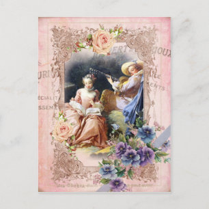 Marie Antoinette, Paris, Rococo, liefhebbers, roos Briefkaart
