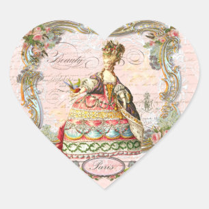 Marie Antoinette Paris Roze Rozen Hart Sticker