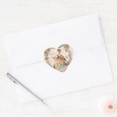 Marie Antoinette Paris Roze Rozen Hart Sticker (Envelop)