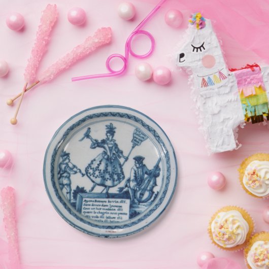 Marie Antoinette party Blue White willow delft Papieren Bordje (Feest)