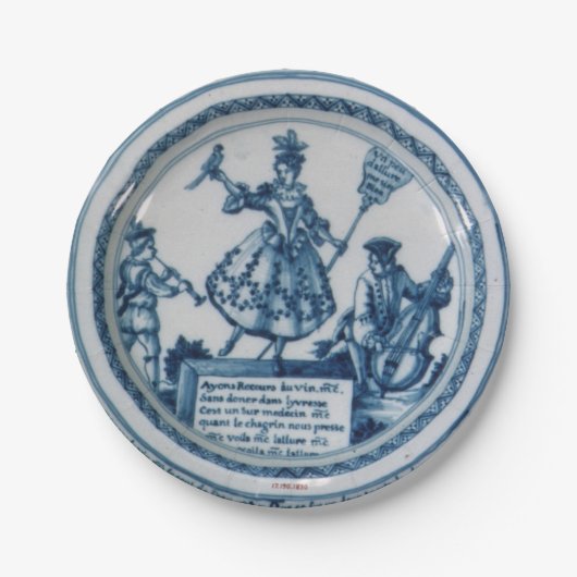 Marie Antoinette party Blue White willow delft Papieren Bordje (Voorkant)