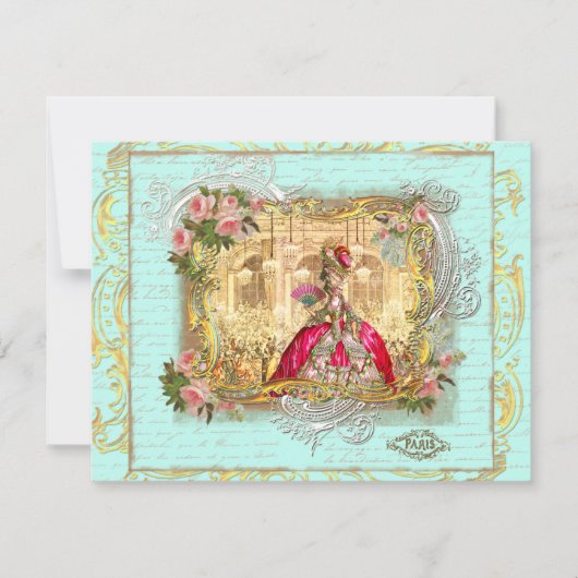 Marie Antoinette Party in Versailles Briefkaart Ca (Voorkant)