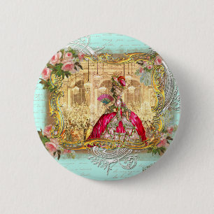 Marie Antoinette Party in Versailles in Aqua Ronde Button 5,7 Cm