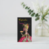Marie Antoinette pauock en cake Visitekaartje (Staand voorkant)