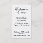 Marie Antoinette pauock en cake Visitekaartje (Achterkant)