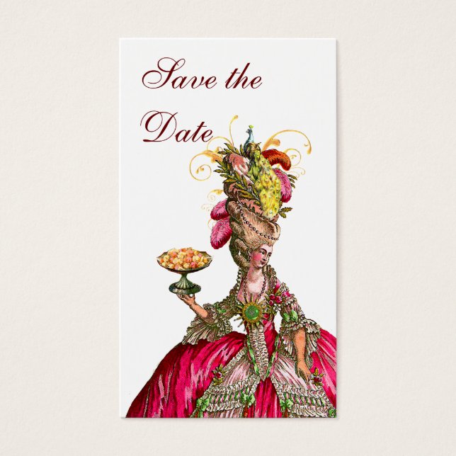 Marie Antoinette pauock en cake Visitekaartje (Voorkant)