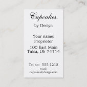 Marie Antoinette pauock en cake Visitekaartje (Achterkant)