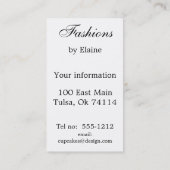 Marie Antoinette pauock en cake Visitekaartje (Achterkant)