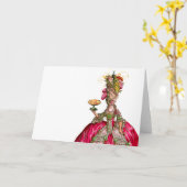 Marie Antoinette pauw en cake Kaart (Gele Bloem)