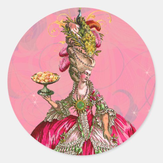 Marie Antoinette & Peacock Franse gebak Stickers (Voorkant)