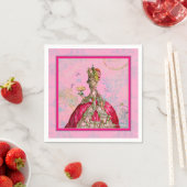 Marie Antoinette Peacock Pink Napkins Servet (Insitu)