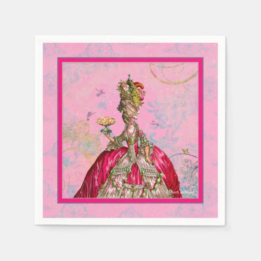 Marie Antoinette Peacock Pink Napkins Servet (Voorkant)