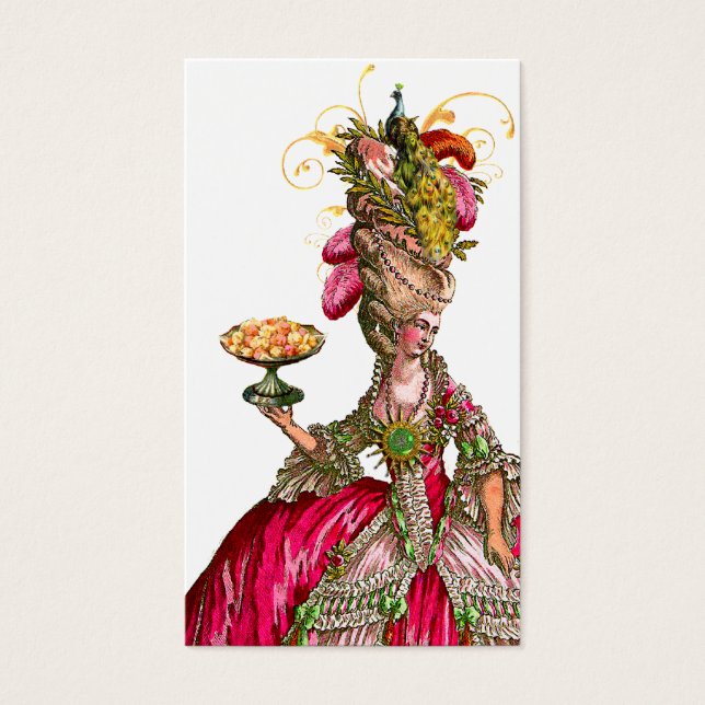Marie Antoinette Peacock Place Card/Business Visitekaartjes (Voorkant)