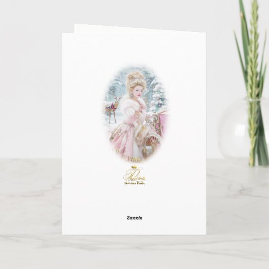 Marie Antoinette Pink carriage deer Christmas card (Achterkant)