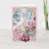 Marie Antoinette Pink carriage deer Christmas card (Voorkant)