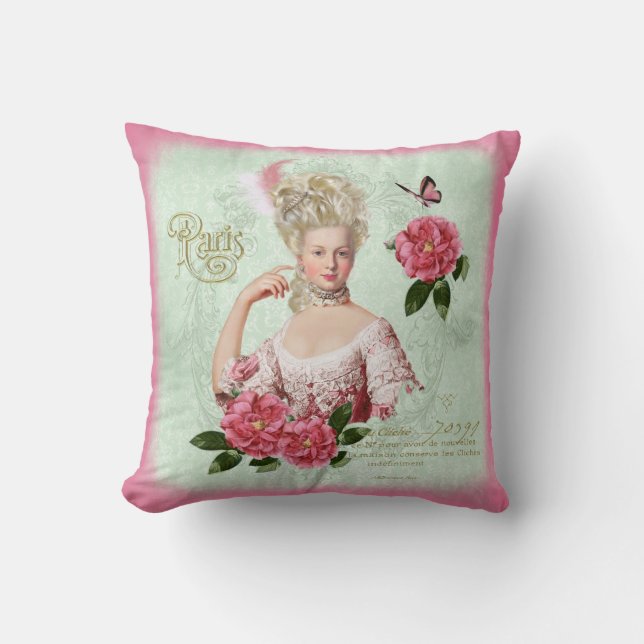 Marie Antoinette Pink Damask Peony Pillow kussen (Voorkant)
