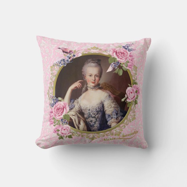 Marie Antoinette Pink Floral Pillow クッション Kussen (Voorkant)