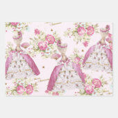 Marie Antoinette Pink Floral Roses Inpakpapier Vel (Voorkant 2)