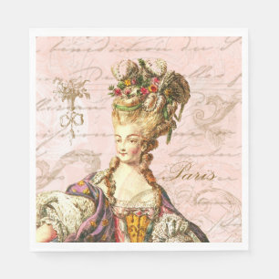 Marie Antoinette Pink French Script Party Napkins Servet