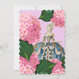 Marie Antoinette Pink Hydrangea Aangepaste uitnodi Kaart