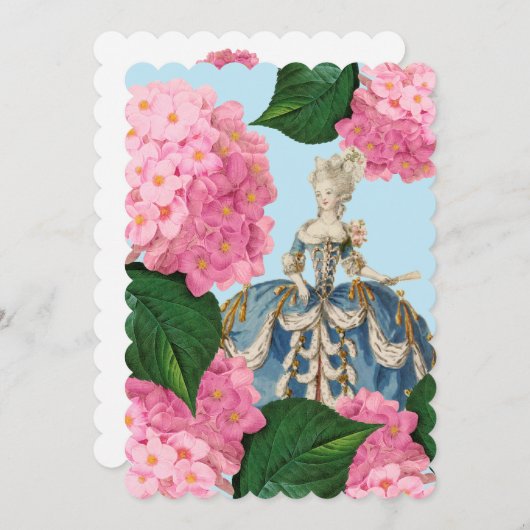 Marie Antoinette Pink Hydrangea Aangepaste uitnodi Kaart (Voorkant / Achterkant)