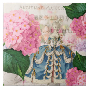 Marie Antoinette Pink Hydrangea Ceramic Tile Tegeltje