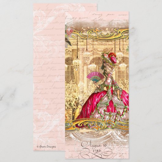 Marie Antoinette Pink Party in Versailles Kaart (Voorkant / Achterkant)