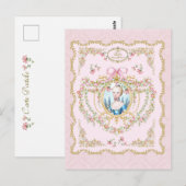 Marie Antoinette pink rose frame Briefkaart (Voorkant / Achterkant)