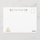 Marie Antoinette pink rose frame Briefkaart (Achterkant)