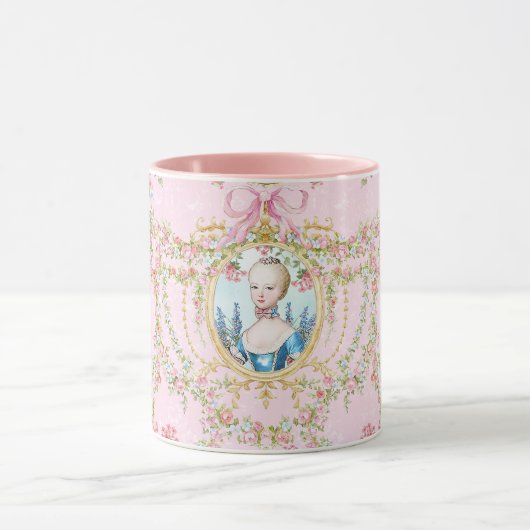 Marie Antoinette Pink Rose Frame Mug Mok (Midden)