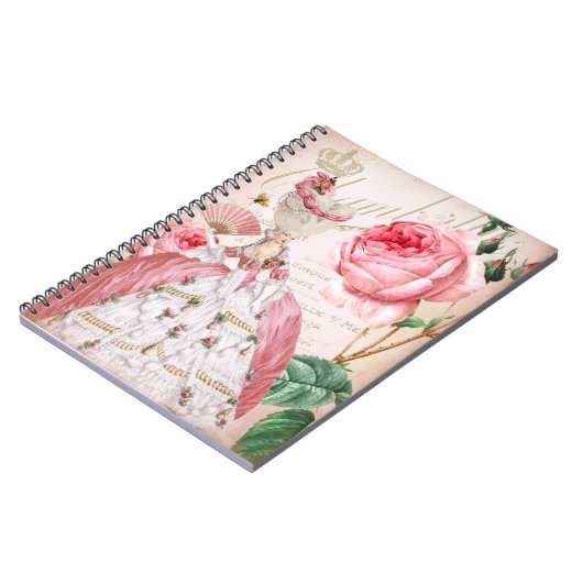 Marie Antoinette Pink Rozen notebook Notitieboek (Linkerzijde)